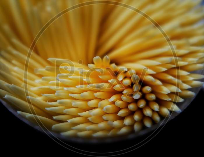 Close range photo of toothpicks with macro lens
