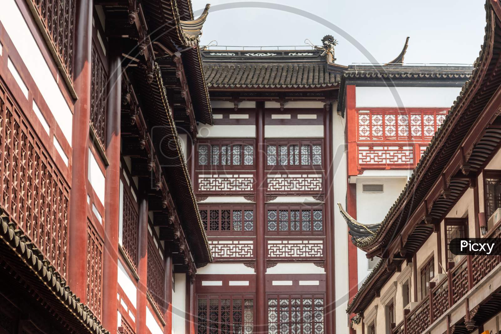 Traditional Architecture Of The Old City God Temple In Old Shanghai, China