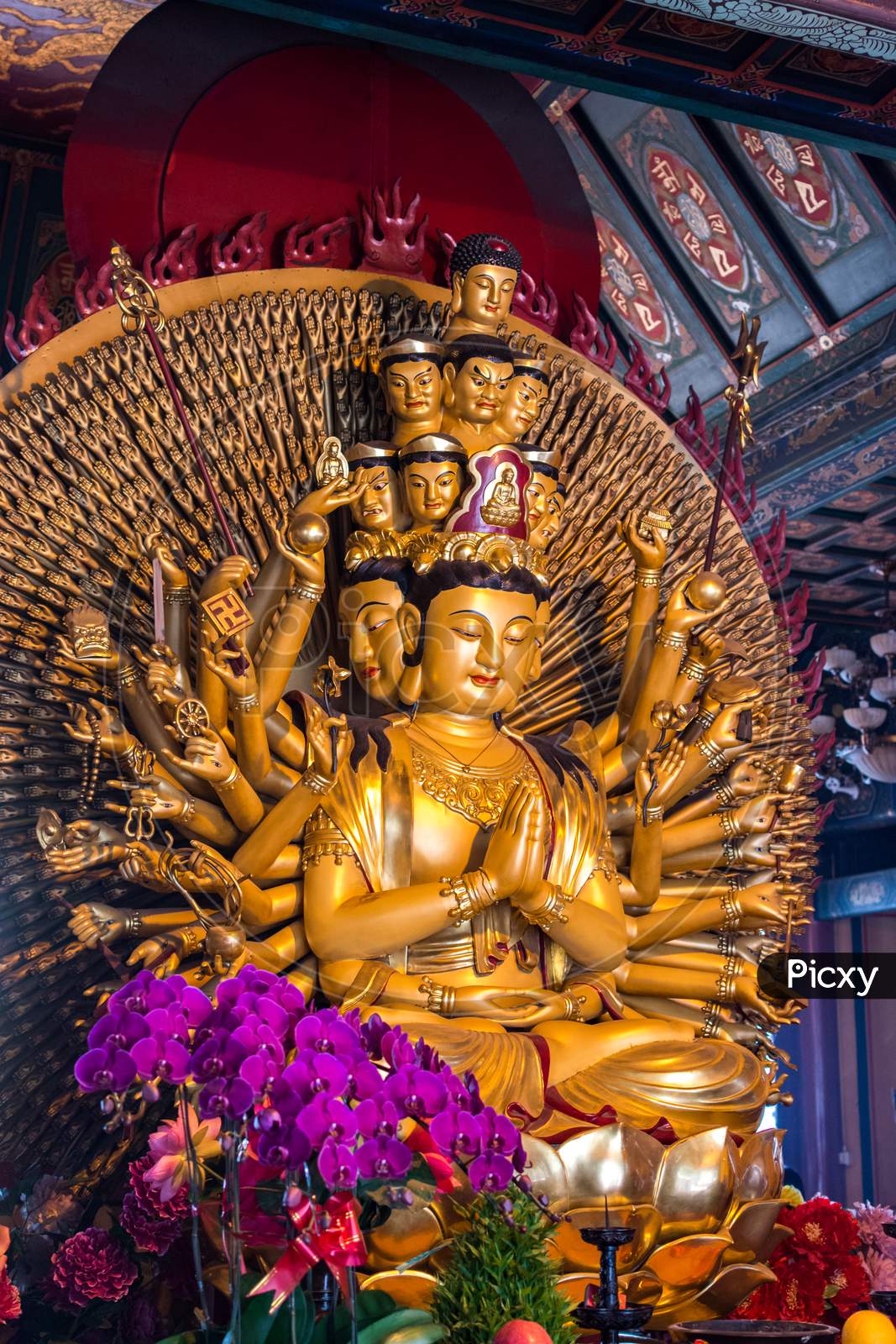 Statue Of Buddha Avalokitesvara At The Eight Great Temples In Beijing, China