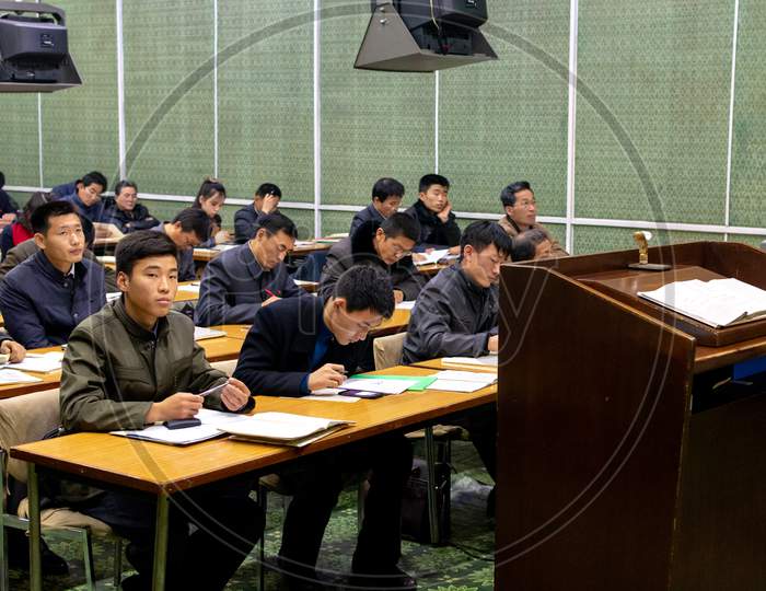 Students Learning English Language In Pyongyang, North Korea