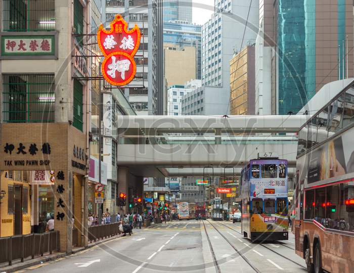 Busy Street In Downtown Sar Hong Kong, China
