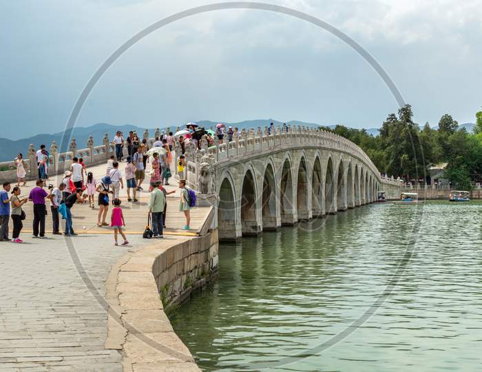 Seventeen-Arch Bridge (Shiqikong Qiao) In Summer Palace In Beijing, China