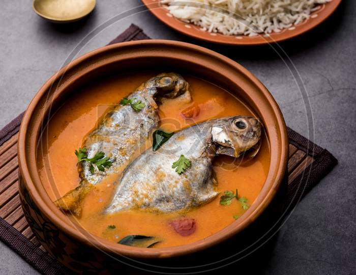 Spicy Fish Curry - Popular Indian Seafood Served With Rice