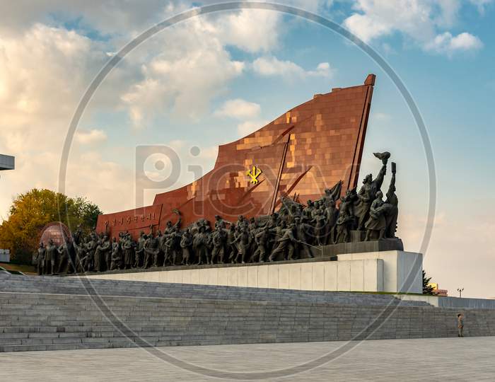 Bronze Statues At The Grand Monument On Mansu Hill In Pyongyang, North Korea