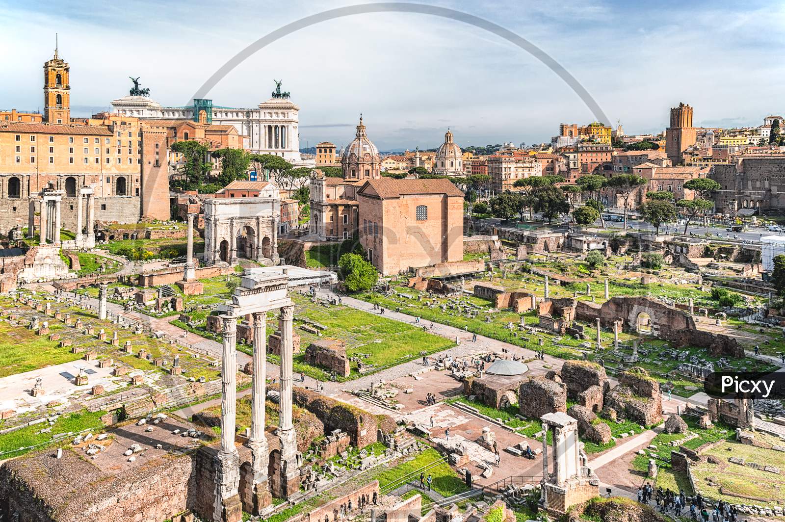 Ancient Monuments And Archaeological Remains Of The Roman Forum In Rome, Italy