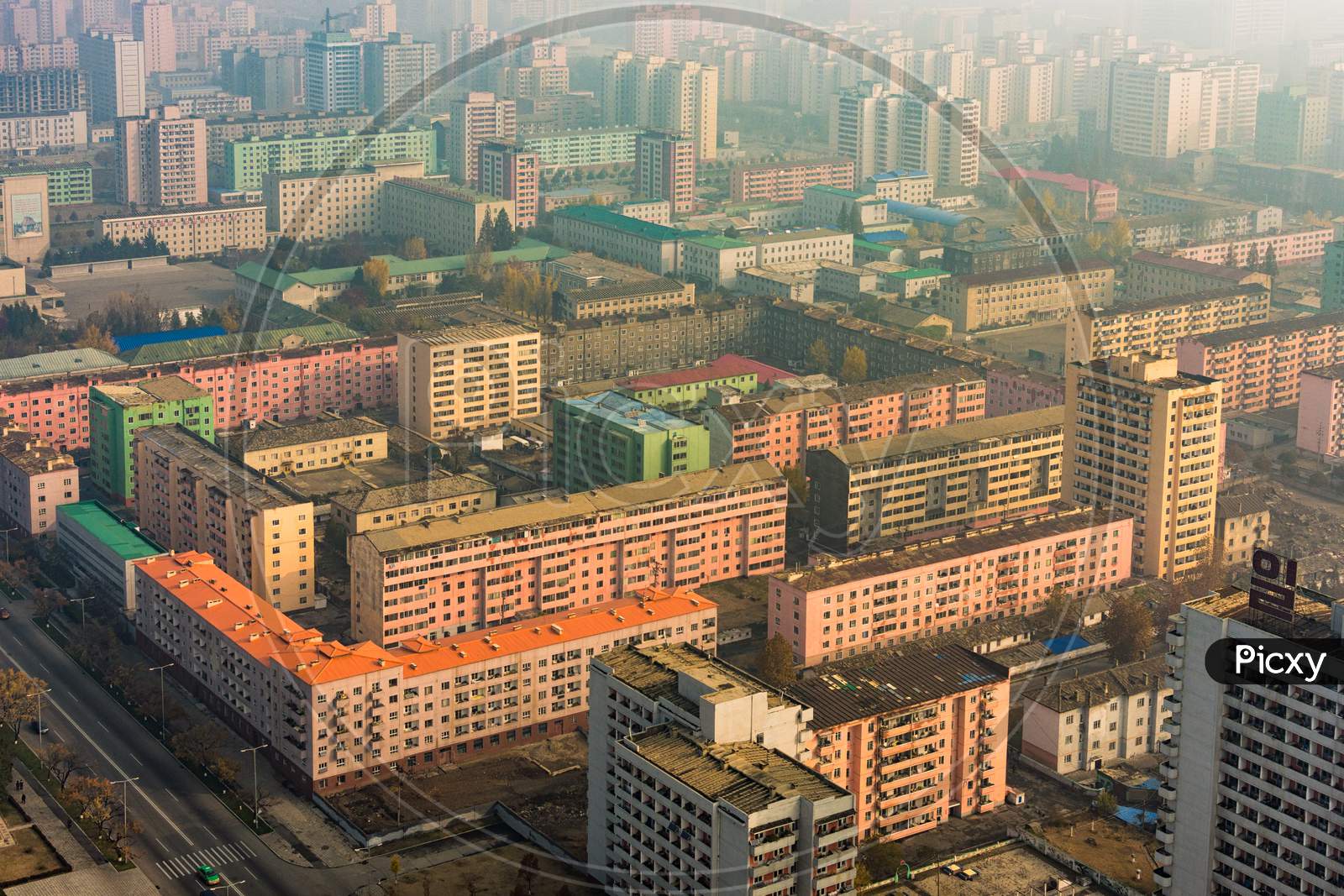 Apartment Blocks In Pyongyang, Capital Of North Korea