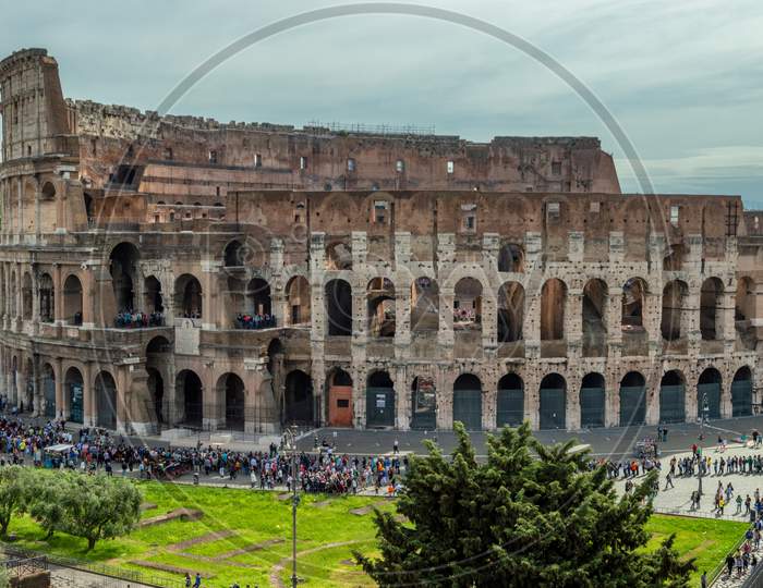 Ancient Roman Colosseum In Rome, Italy