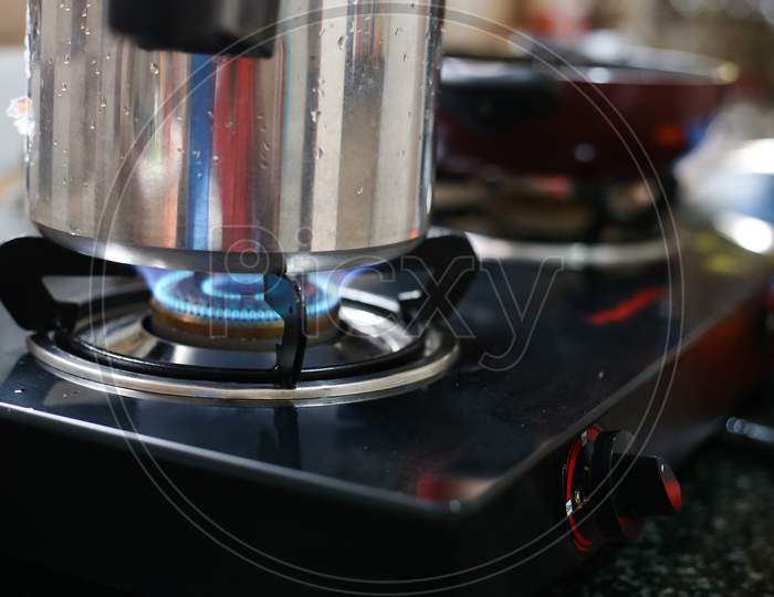 Cooking Gas Stove In The Kitchen