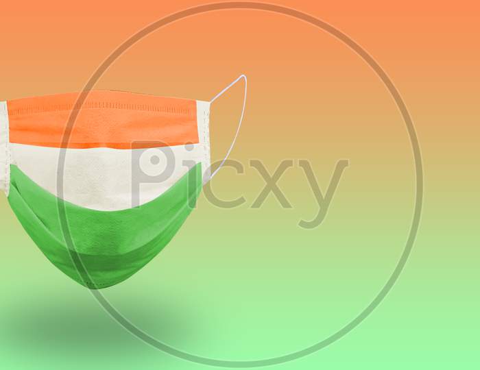 Face Mask To Protect From Corona Virus In Indian Independence Day Concept