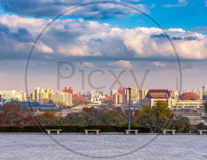 Cityscape View Of Pyongyang, Capital Of North Korea