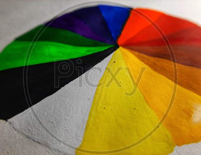 Painted a circle with different layers of poster colour and captured with the macro lens.