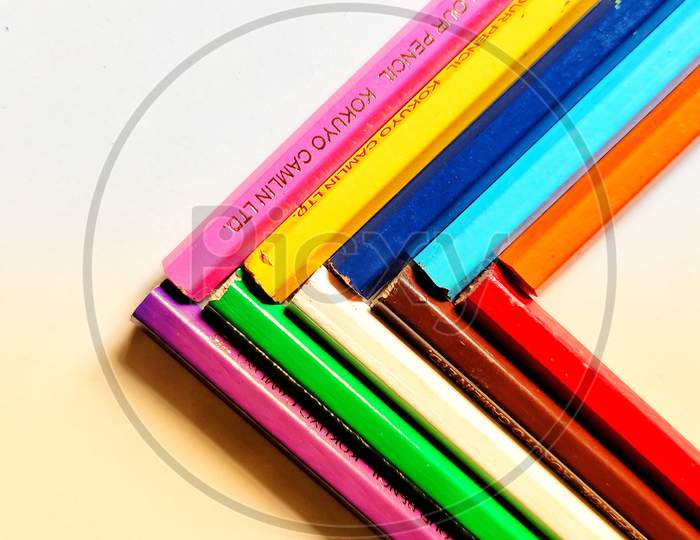 Arrangement of Colourful Pencils