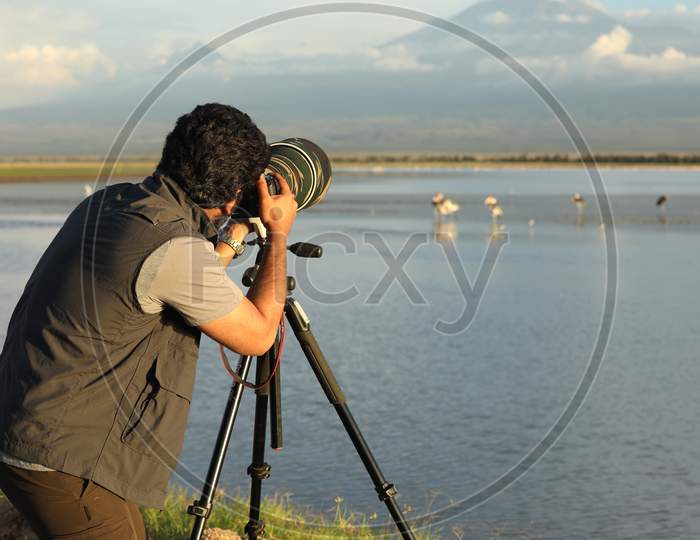 Wild life Photographer in the work