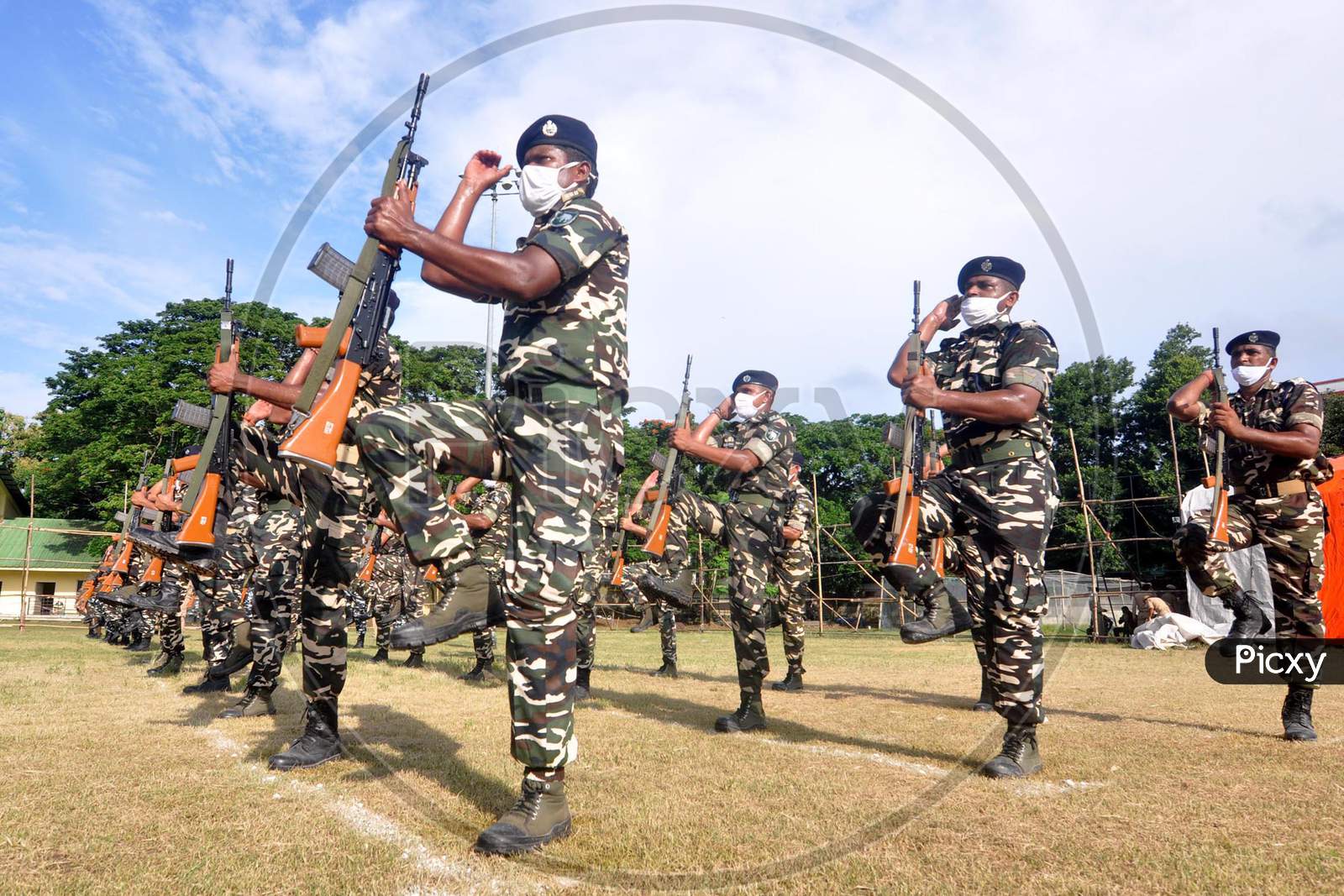 CRPF Personnel During The Practice Of The Independence Day Parade In Guwahati, On August 11,2020