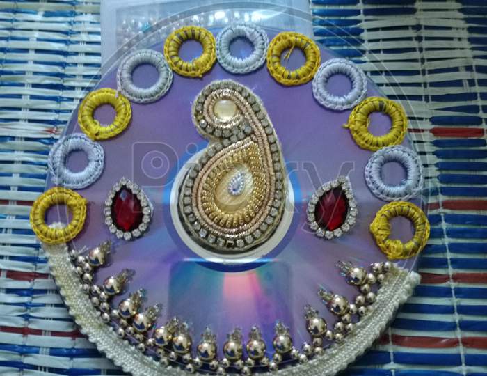 CD rangoli designs for Navratri Diwali craft