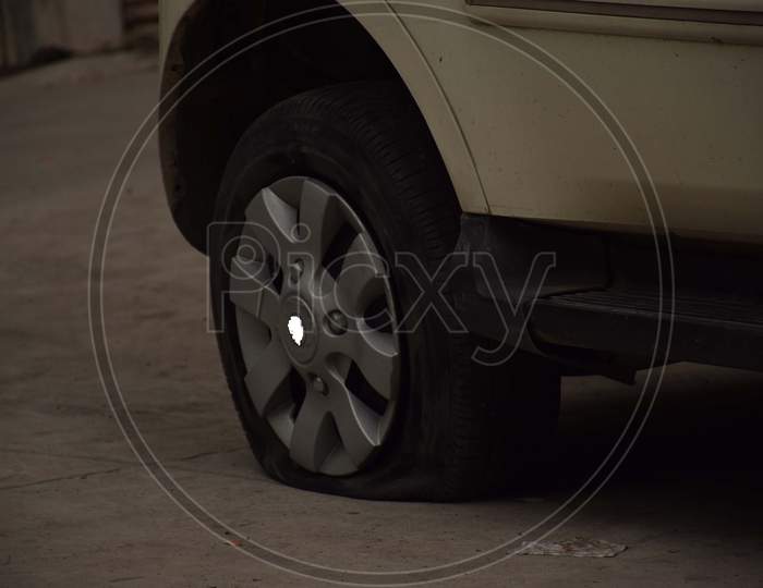 Beautiful Picture Of Car Punture Tyre