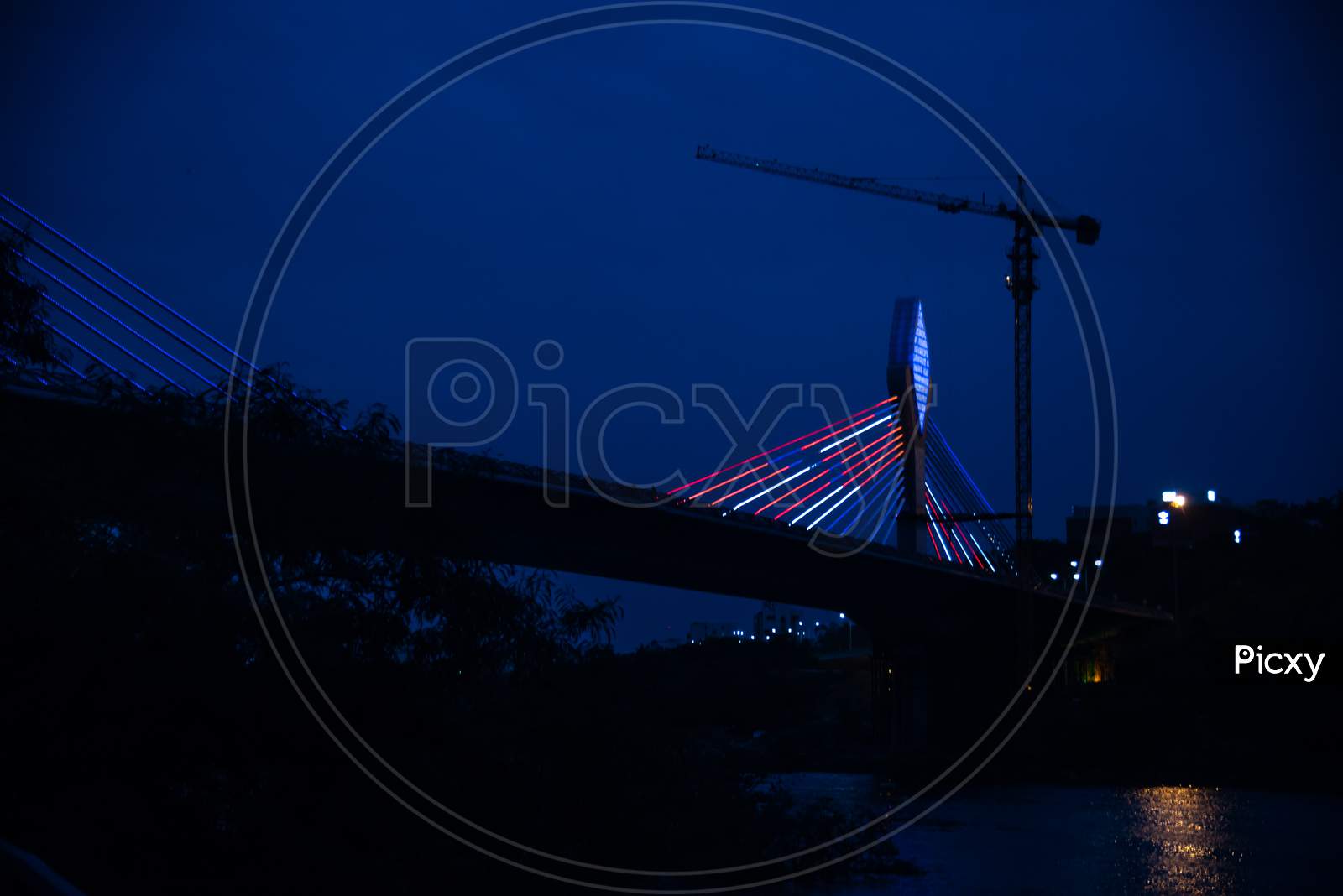 Durgam Cheruvu Cable Bridge getting final touches as the bridge is set to be open for Public use in a few days, August 14, 2020, Hyderabad