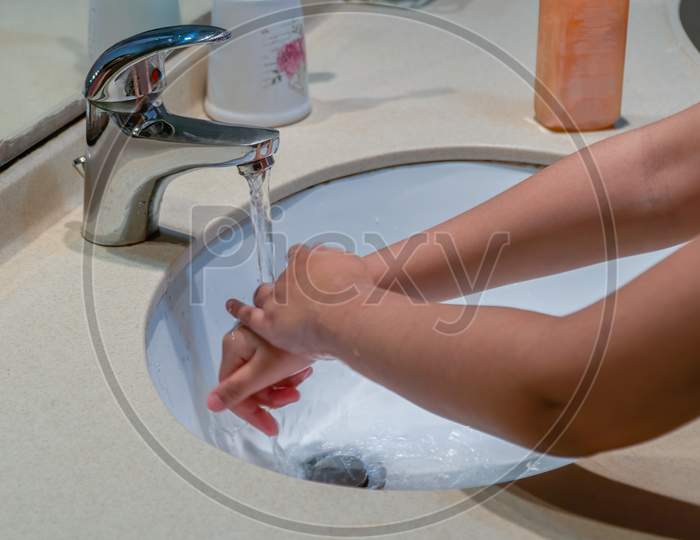 Close-Up Of Washing Hands