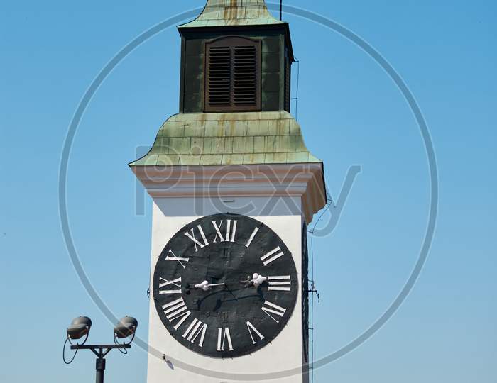 Clock Tower At The Petrovaradin Fortress In Novi Sad, Vojvodina, Serbia
