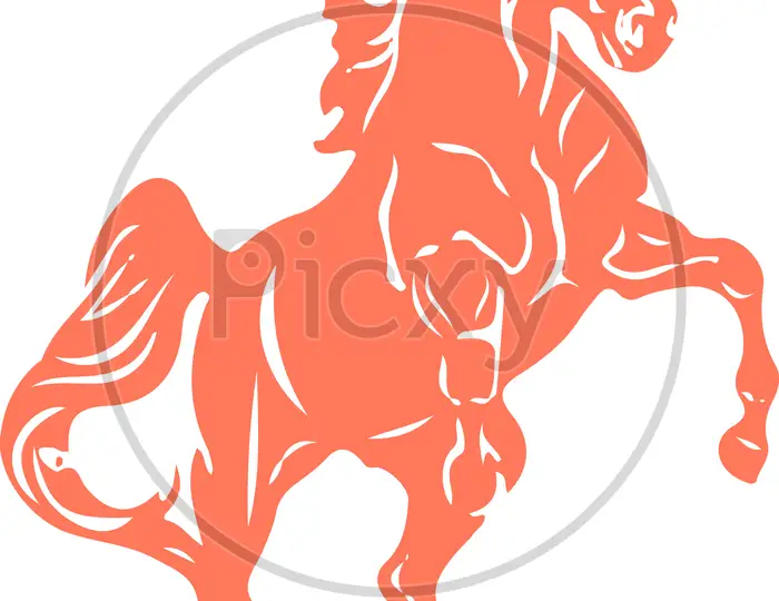 Sticker rearing horse, vector silhouette 