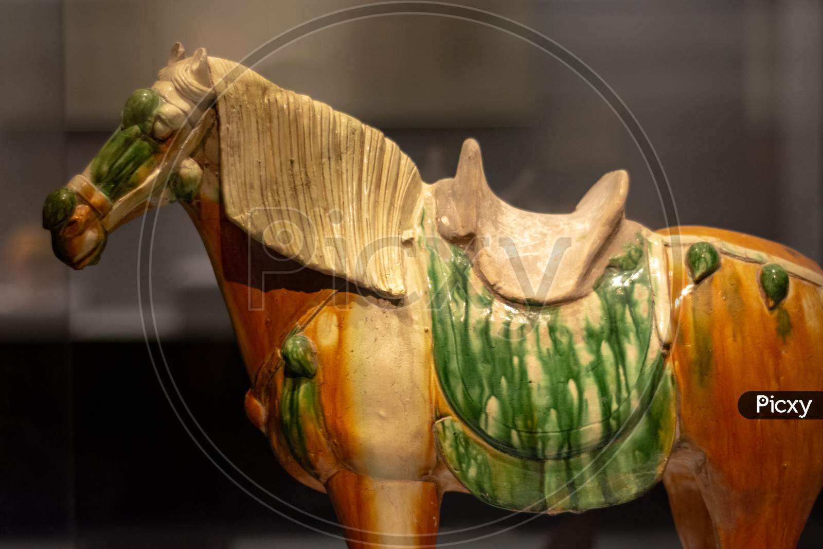 Tang Dynasty Clay Pottery Statue Of A Horse In Luoyang Museum In Luoyang, China