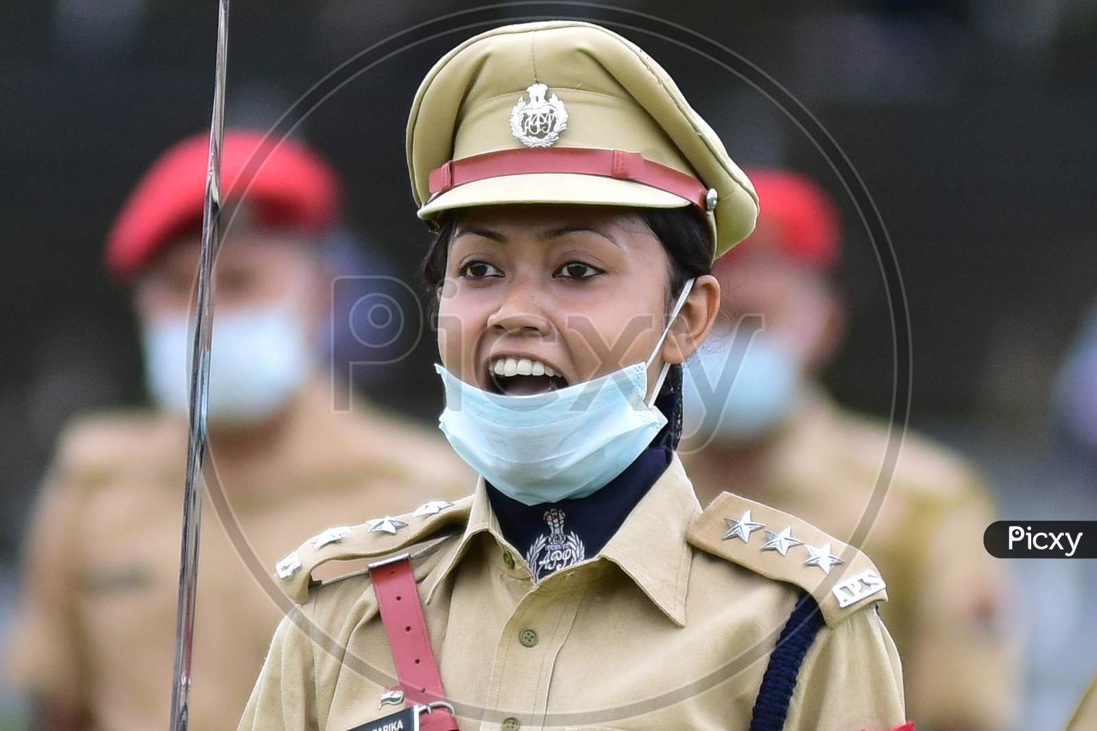 Parade Commander Shouts A Command During A Parade On The Occasion of 74th Independence Day Celebrations At Nurul Amin Stadium In Nagaon District Of Assam On August 15, 2020