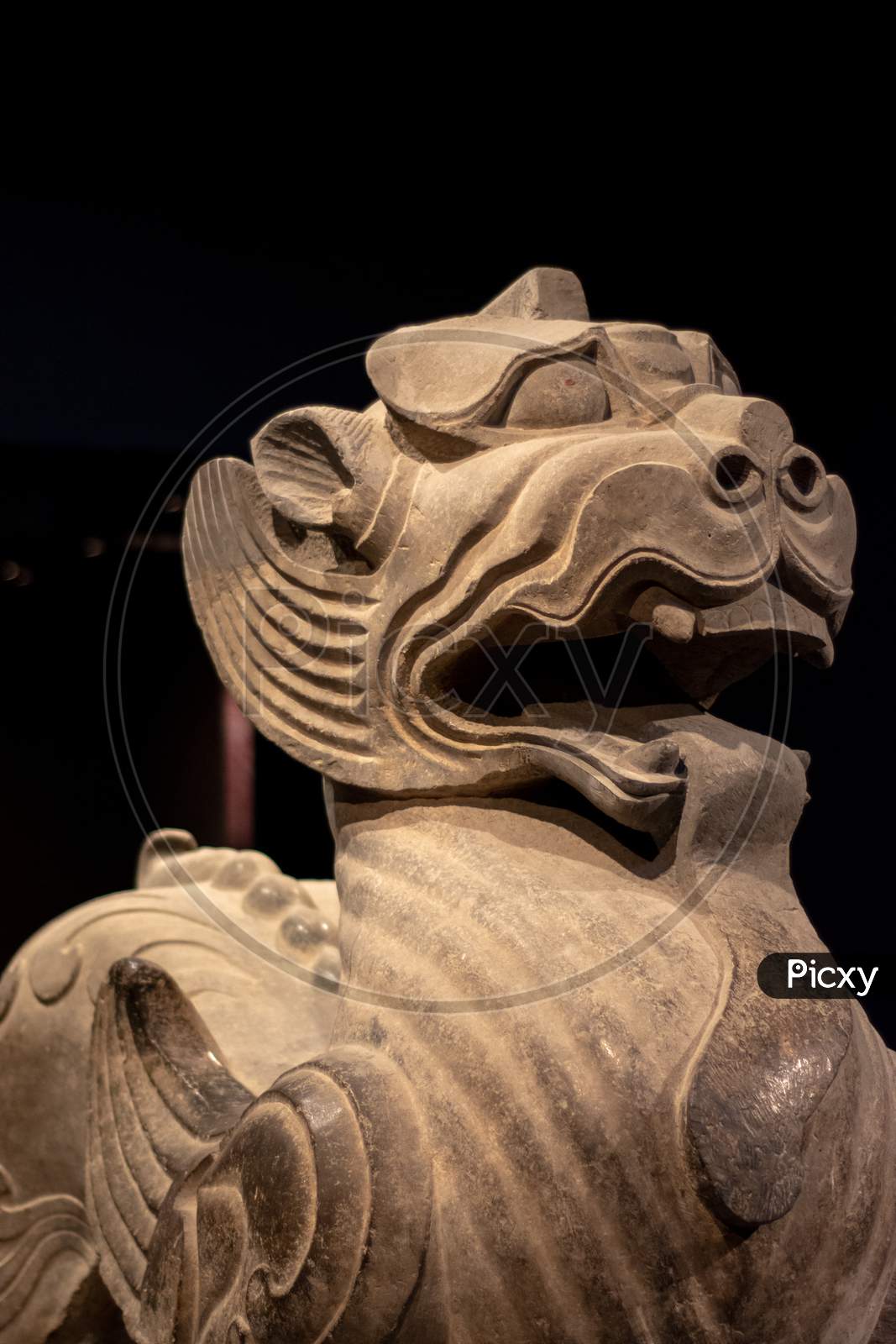 Stone Statue Of A Lion, Sui Dynasty, Exhibition In Luoyang Museum, Henan, China