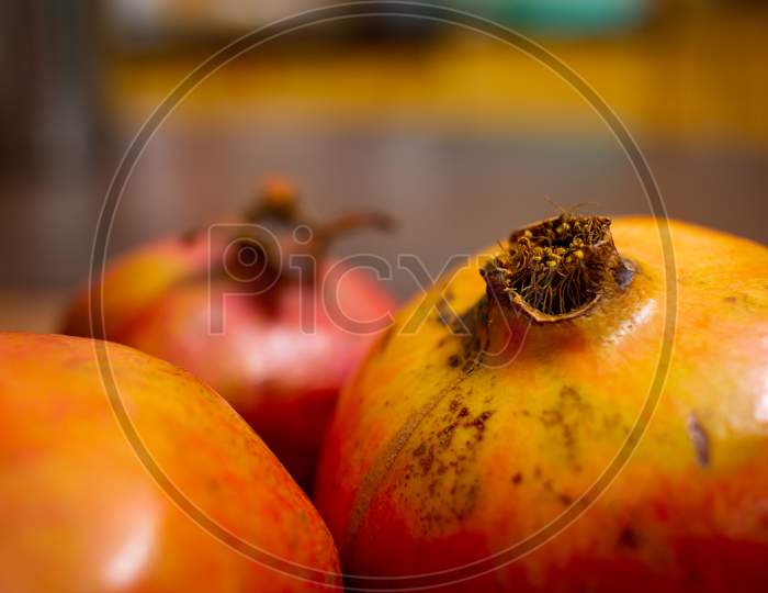 Close View Of Pomegranate Fruit Rich In Anti Oxidants