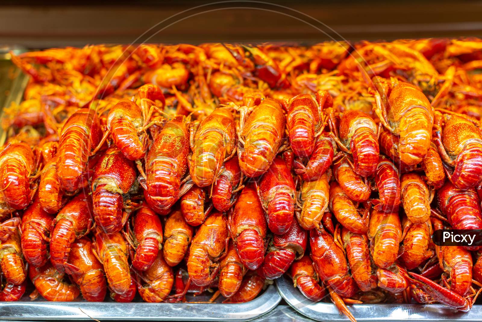 Prawns On Sale At The Street Market Food Stall In Luoyang Old City, Henan, China