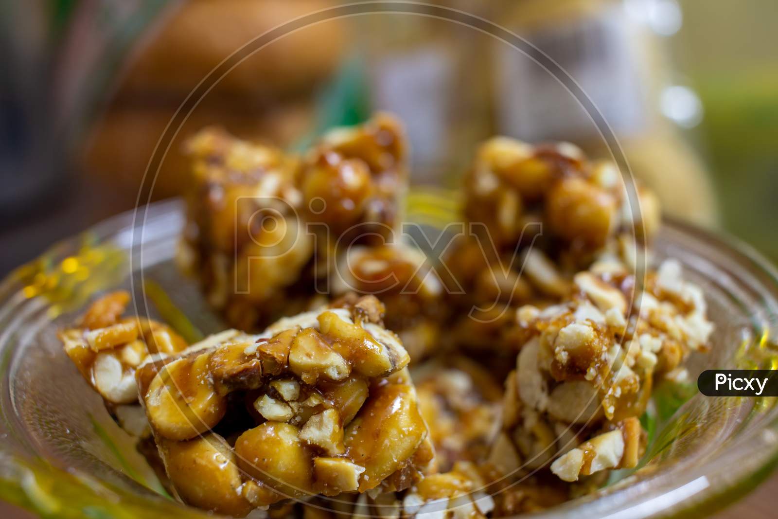 View Of Chikki, Which Is A Popular Indian Sweet Made From Ground Nut And Jaggery.