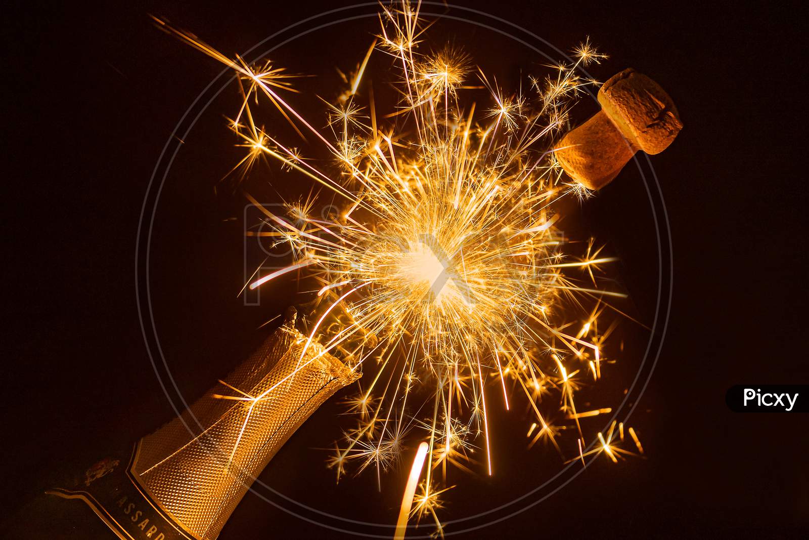 Sparking Wine Bottle With Beautiful Attractive Light