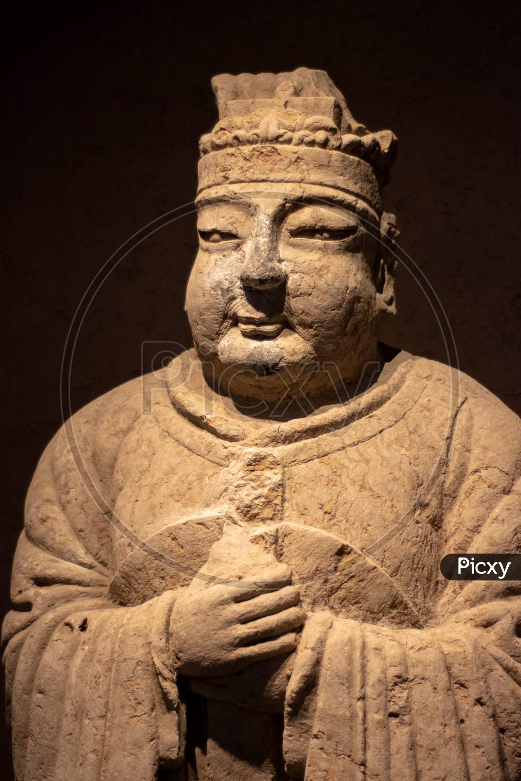 Ancient Stone Statue Of Nobleman In Luoyang Museum In Luoyang, China