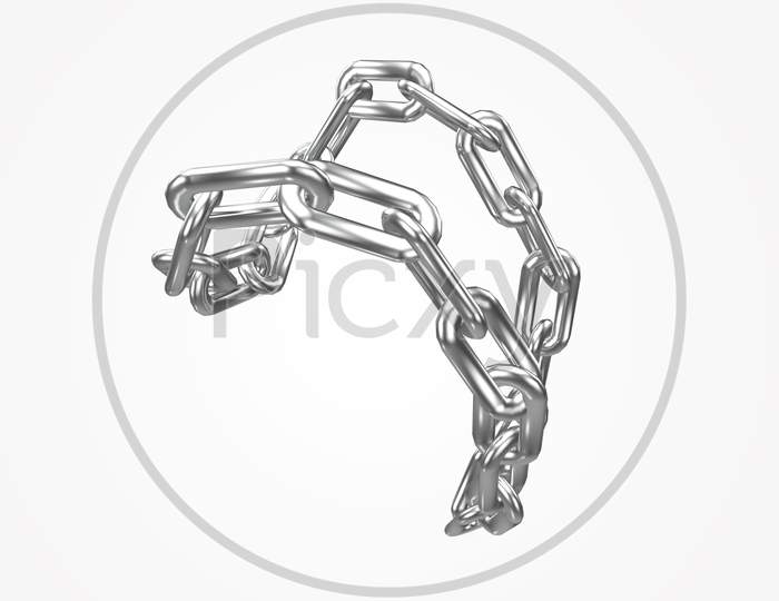 3D Render Steel Chain Links Isolated On White Background