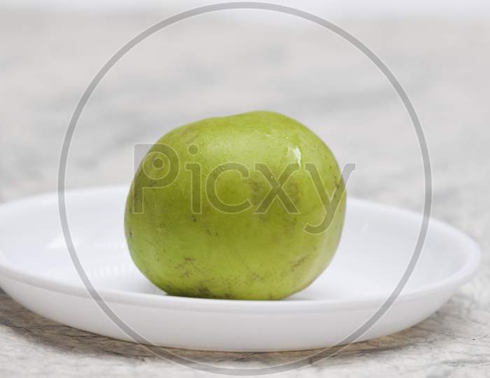 Single Small Indian Squash Or Apple Gourd Isolate On White Background