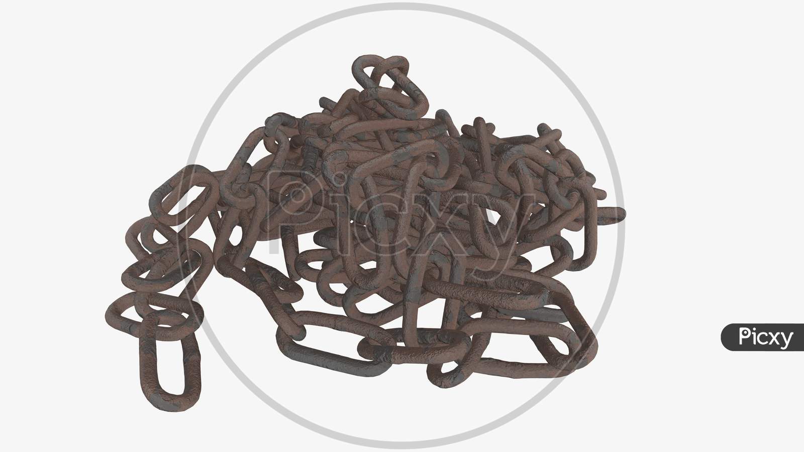 3D Render Rusty Chain Links Isolated On White Background