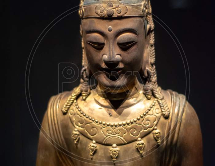Ancient Buddhist Statue Exhibited In Luoyang Museum In Luoyang, China