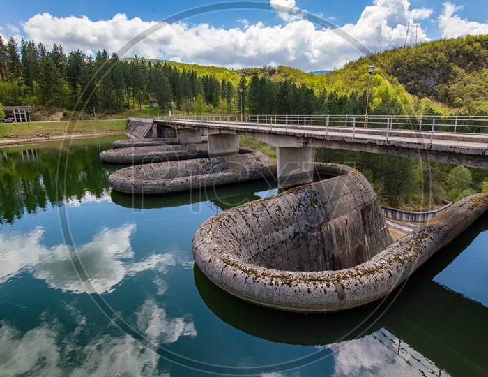 Dam On The Radoinja Lake, Part Of The Special Nature Reserve Uvac In Serbia