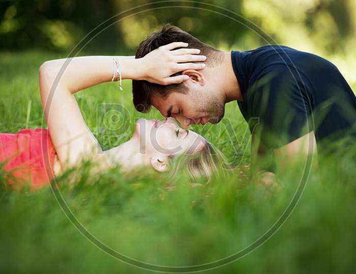 Loving Couple in green grass