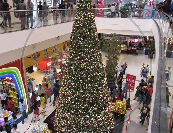 Large christmas tree at mall