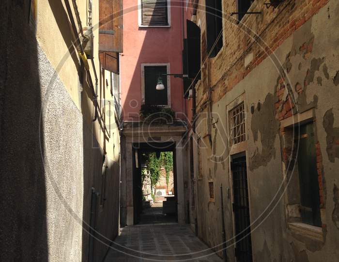 Narrow Street Venice With Light And Shade