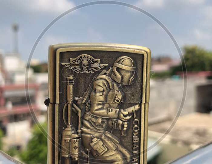 Vintage Pocket Size Army Soldier Logo Cigarette Lighter