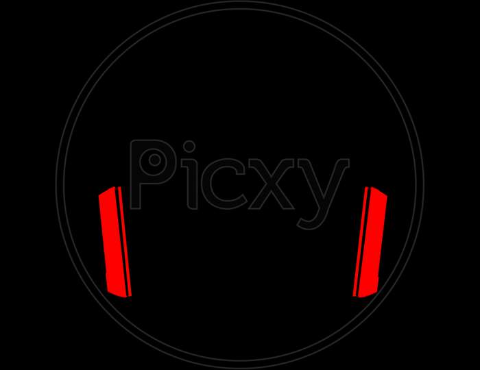 Head Phones in red color with black background