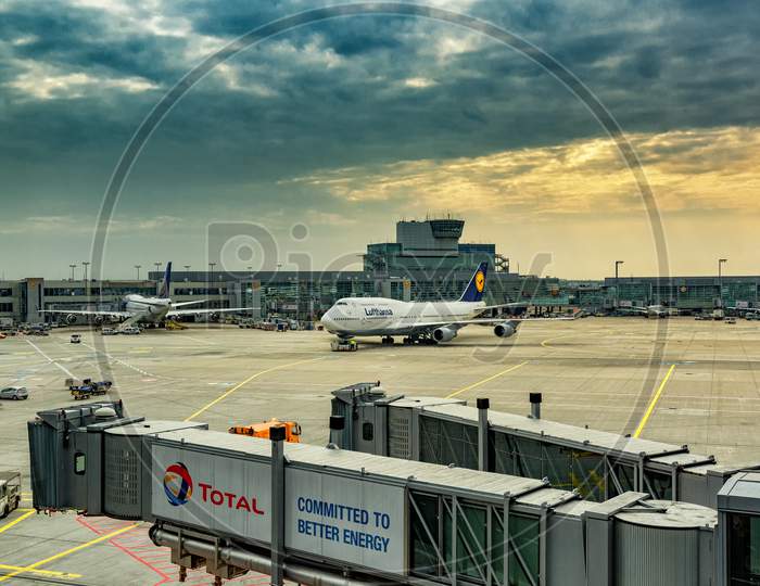 Frankfurt Airport One Of The Busiest Airports Main Hub For Lufthansa, Germany