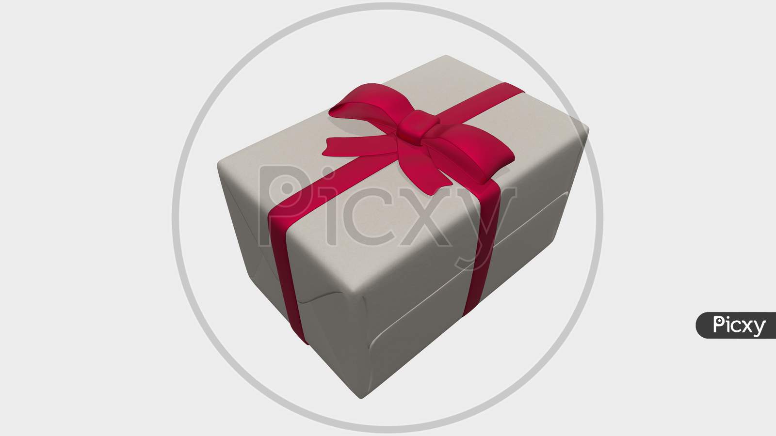 3D Rendering Christmas And New Year'S Day, Gift Box With Ribbon On White Background