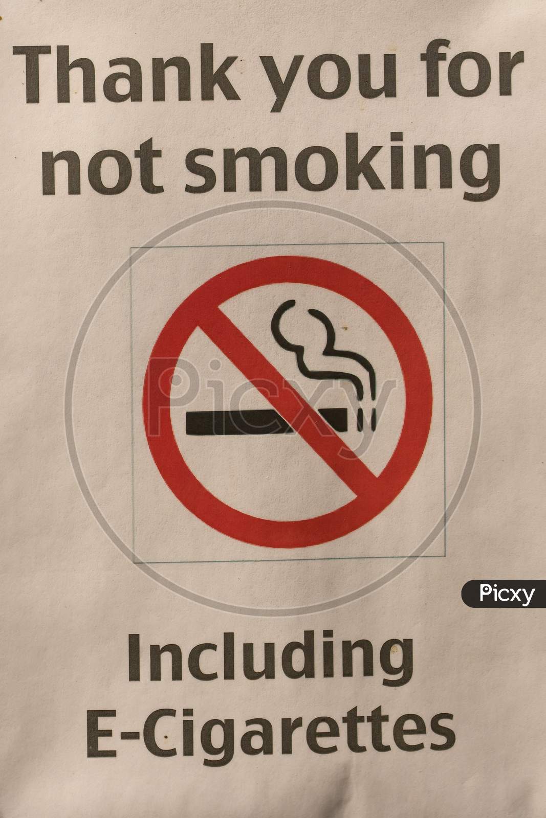 No Smoking, Including E-Cigarettes Sign