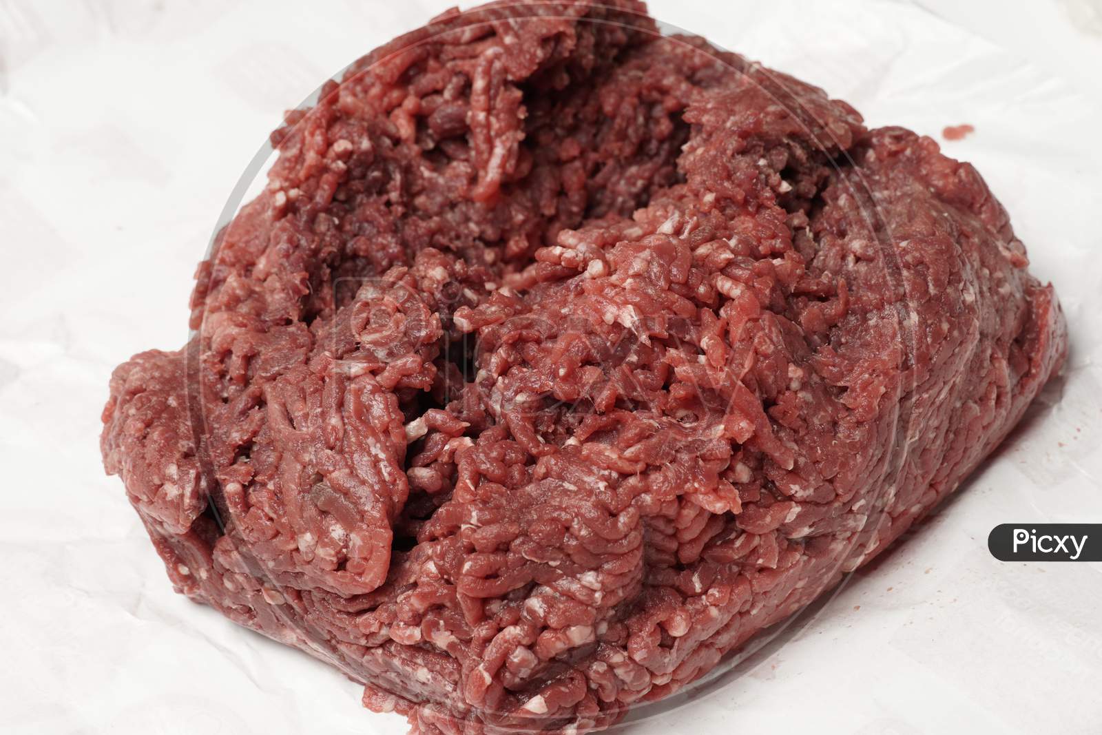 Minced Meat On White Background. Beef Meat