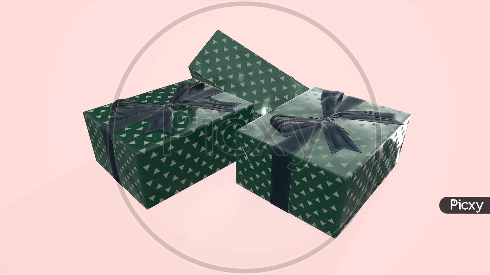 3D Rendering Christmas And New Year'S Day,Gift Box With Ribbon On Pink Background