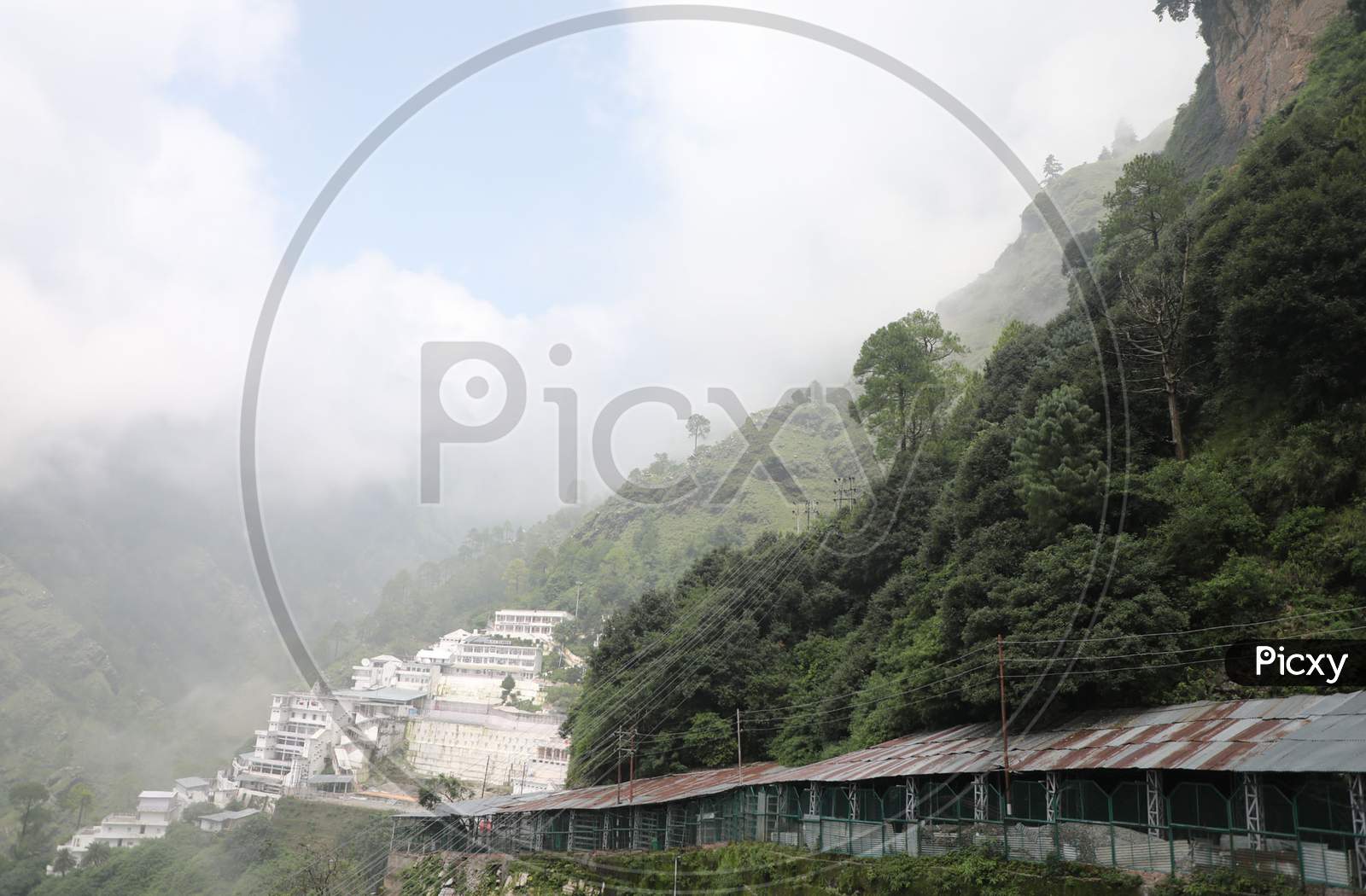 A view of Vaishno Devi temple after authorities allowed re-opening of religious places in J&K, amid the ongoing COVID-19 pandemic, at Katra in Reasi district,on August 16 2020,