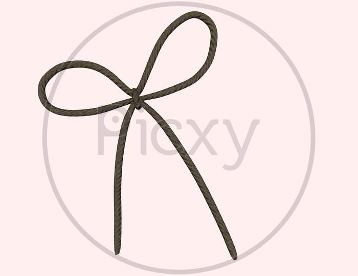 3D Render Rope Twine String Tied On Pink Background