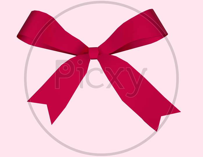 3D Render Bow Isolated On Pink Background
